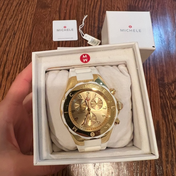 Michele Two Tone White & Gold Jelly Watch - Picture 5 of 6